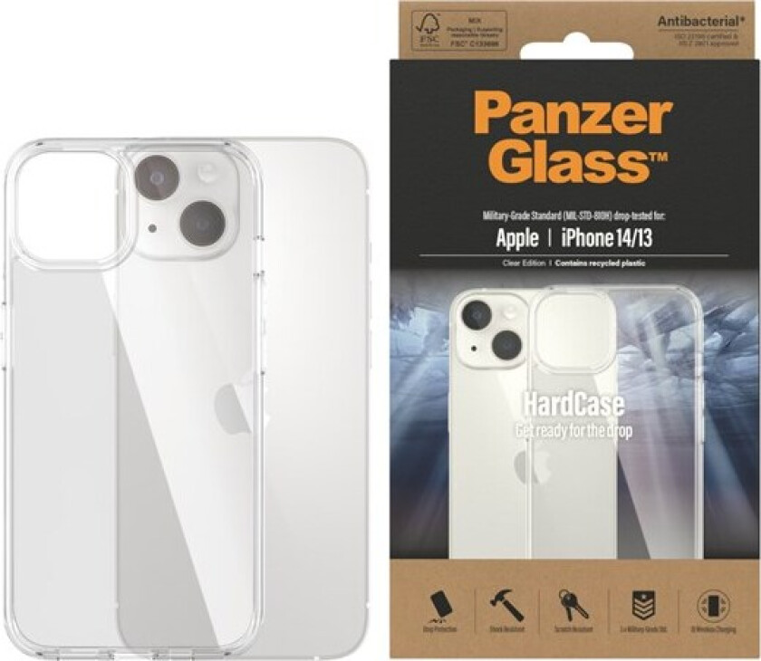 iPhone 14 / 13 Deksel  HardCase AntiBacterial - Gjennomsiktig