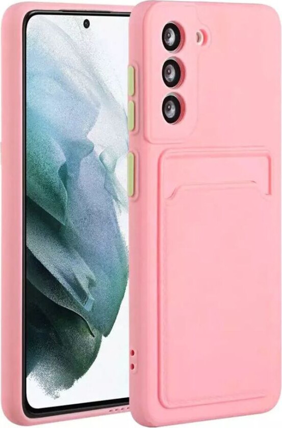 Samsung Galaxy S21 Fleksibelt Plast Deksel m. Kortholder - Rosa