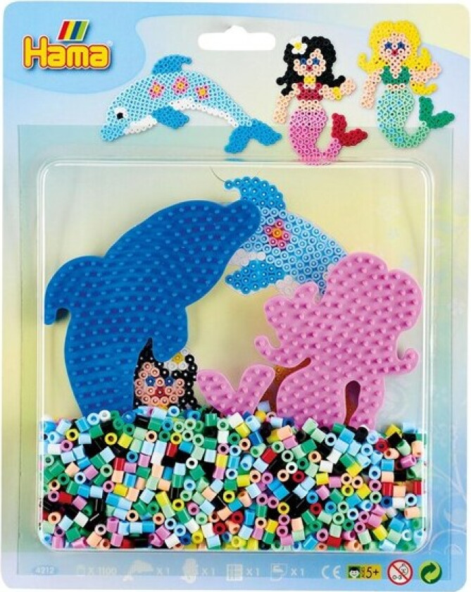 Midi Perlesett Blisterpakke 1100 Perler - Havfrue Og Delfin