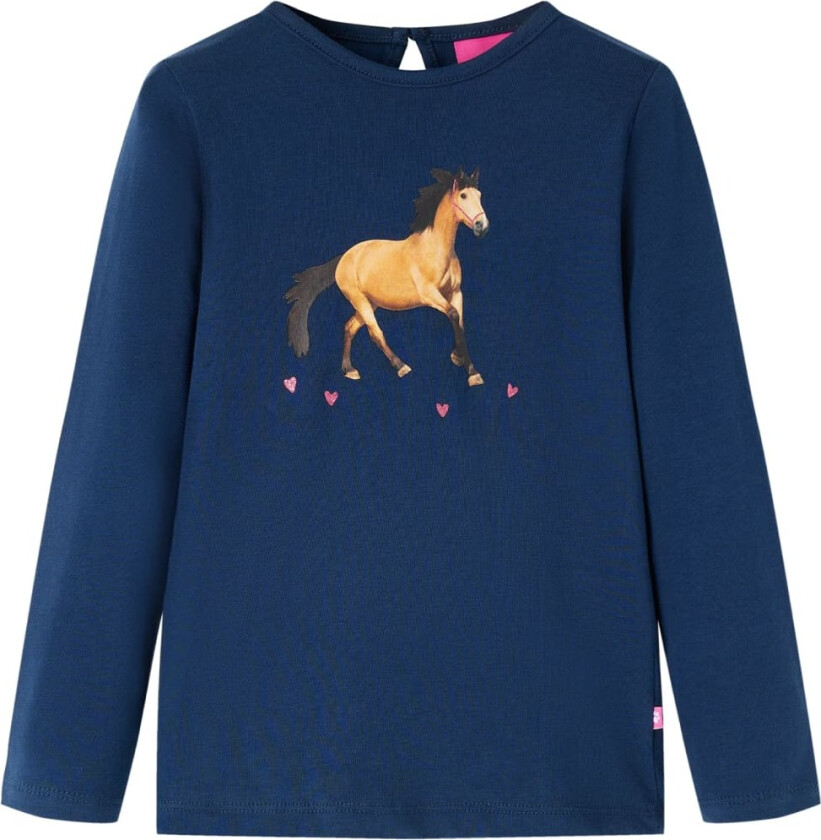 T-skjorte for barn med lange ermer marineblå 116