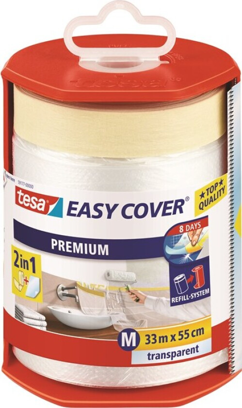 Bilde av Tesa Easy Cover 4368 Trekkduk med maskeringstape 33 m x 550 mm, dispenser