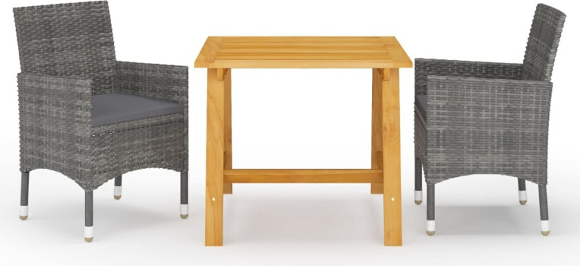 Utendørs spisestue 3 deler grå