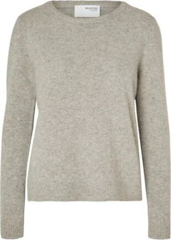 Manila LS Knit Cashmere O-Neck - Light Grey Melange M