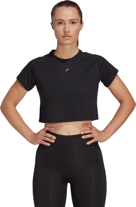 adidas Aeroready Train Essentials 3Bar Cropped T-Shirt, cropped t-skjorte, dame BLACK