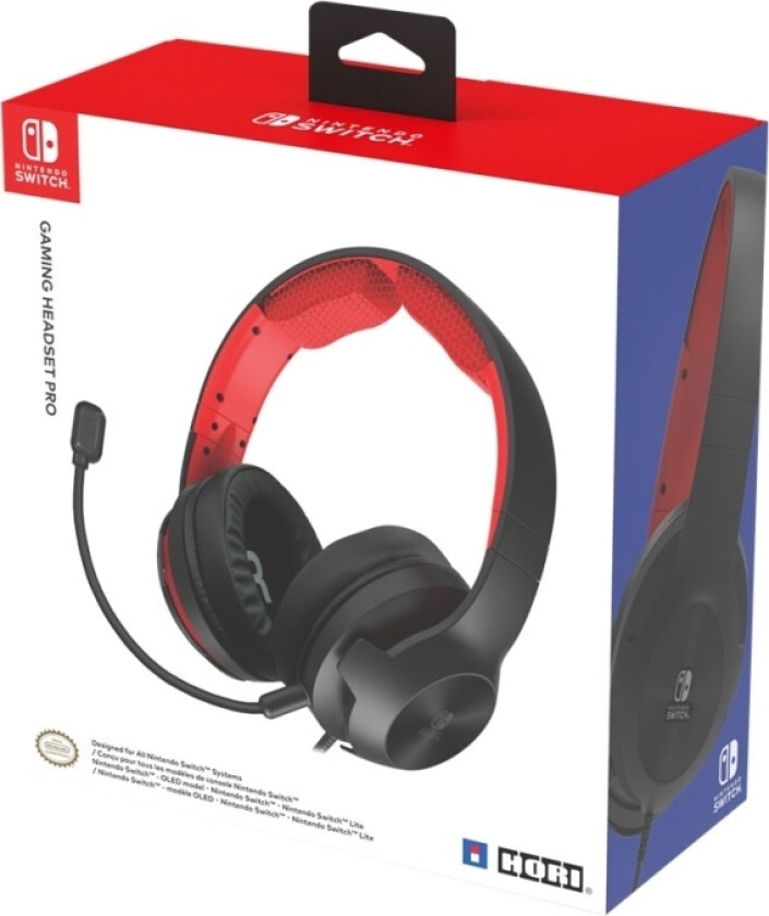 Hori Gaming Headset Pro Til Nintendo Switch - Svart/rød