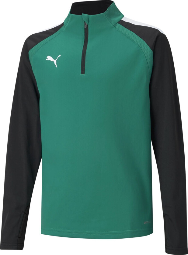 teamLIGA 1/4 Zip Top Jr, fotballtrøye junior Pepper Green- Bl