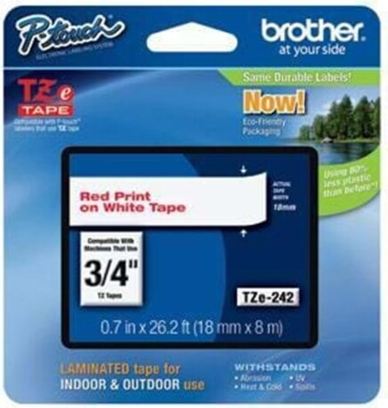 Tape 18mm Tze-242 R�d/hvit