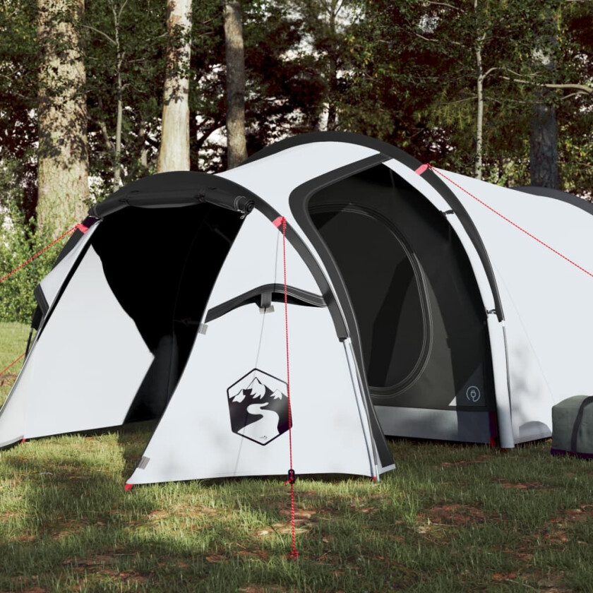 Campingtelt 4 personer hvit 360x135x105 cm 185T taft