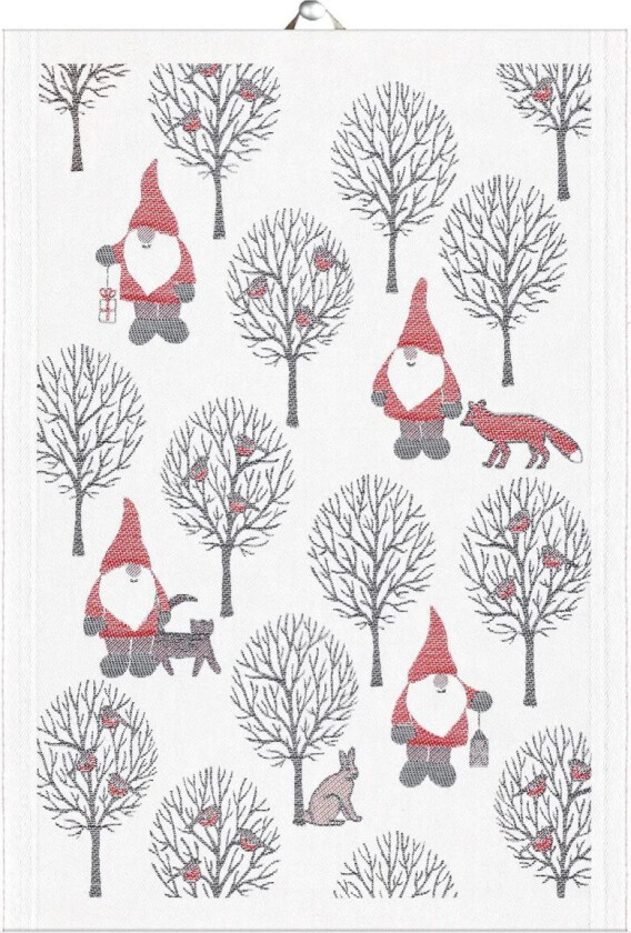 Tomteliv kjøkkenhåndkle 35x50 cm Grå-rød