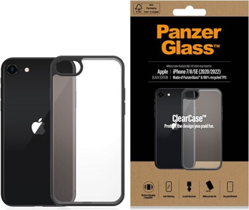 Panzerglass Clearcase Blackframe Iphone 7, Iphone 8, Iphone Se (2020), Iphone Se (2022) Svart