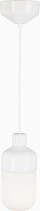 Ohm Pendel 100 høyde 215 mm, matt opalt glass hvit sokkel / 2m hvit tekstilkabel, IP44, E27, 40W