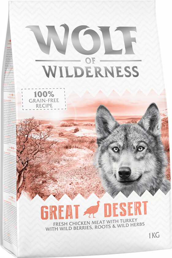 1 kg Wolf of Wilderness hundefôr til spesialpris! - Great Desert - Kalkun