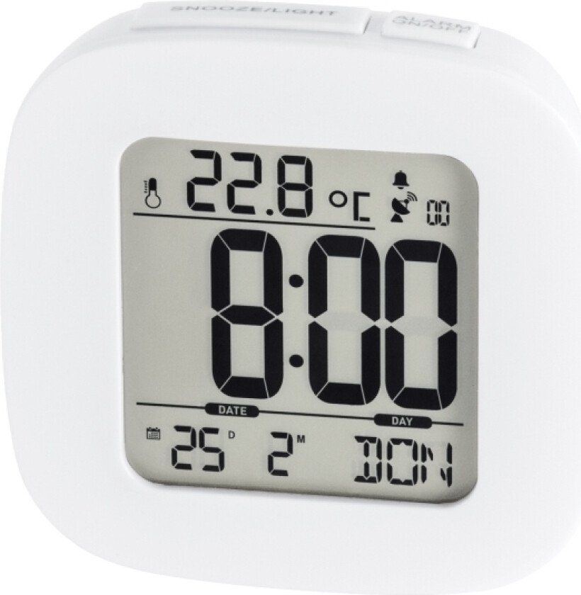 Rc 45, Digital Vekkerklokke, Hvit, Lcd, Blå, Batteri, Aaa