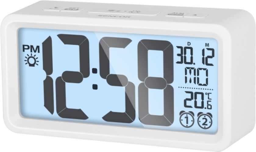 Sencor Sdc 2800 W, Digital Vekkerklokke, Rektangel, Hvit, 0 - 50 °C, F, °C, Knapper