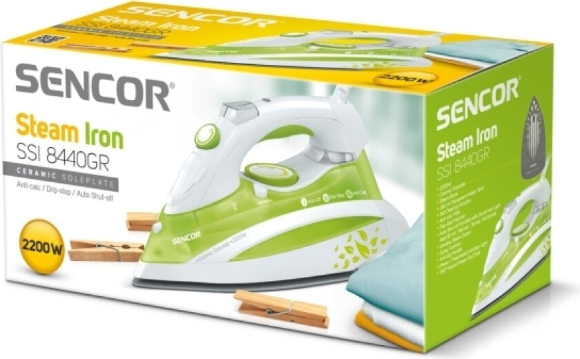 Sencor Ssi 8440Gr, 1,65 M, Grønn, Hvit, 0,38 L, 2200 W, 115 Mm, 295 Mm