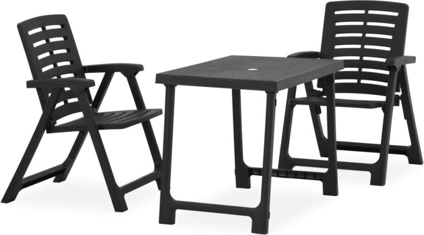 Sammenleggbart bistrosett 3 deler plast grå