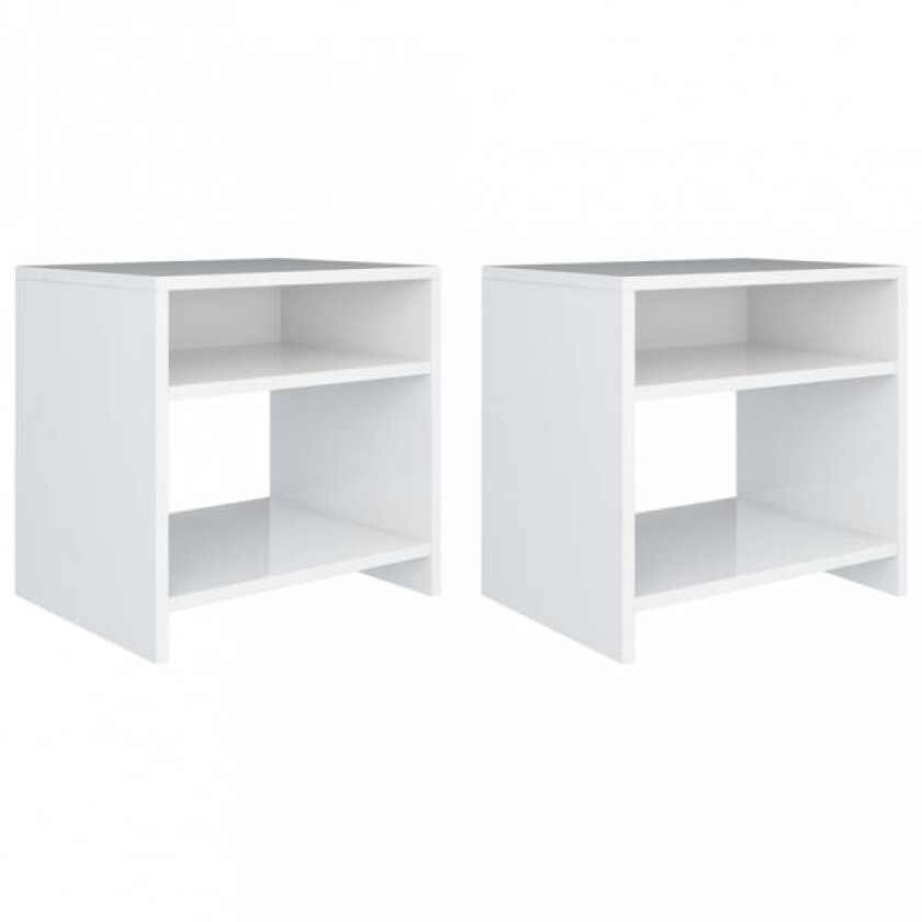 Nattbord 40x30x40 cm sponplate 2 stk - Hvit høyglans
