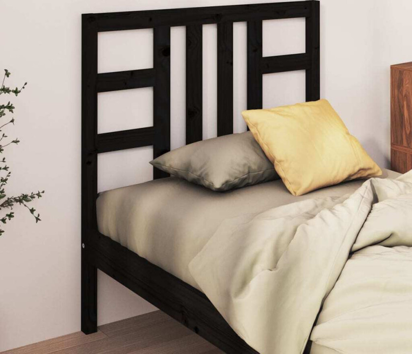 Sengegavl svart 81x4x100 cm heltre furu
