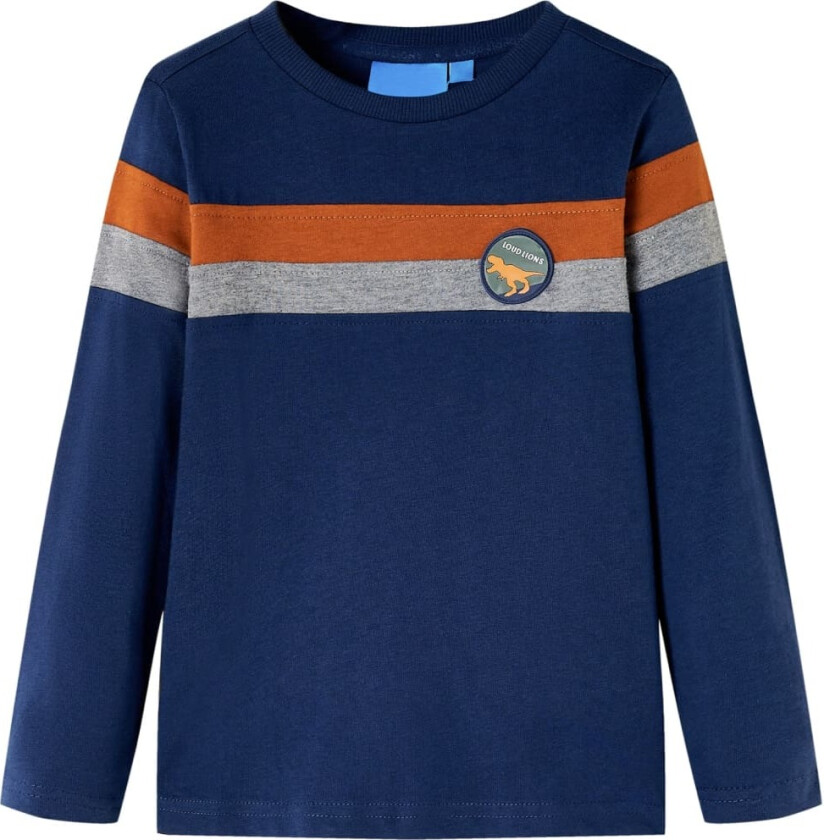 T-skjorte for barn med lange ermer marineblå 104