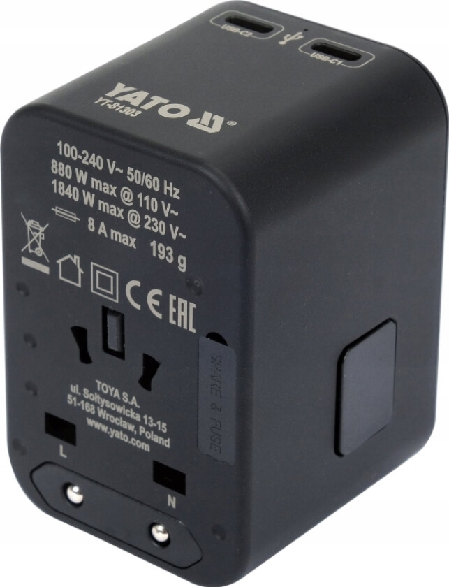 Yato Univ. Usb / Usb-C 65W Travel Adapter