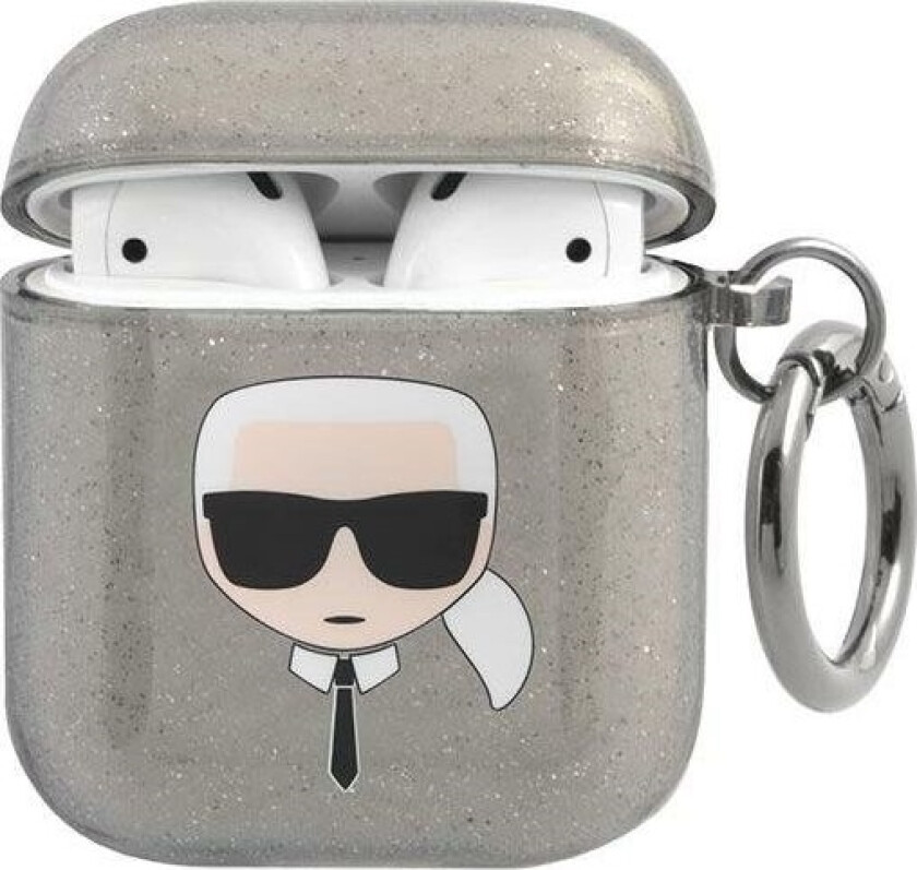 Veske Kla2ukhgk Apple Airpods Deksel Svart/Svart Glitter Karl`S Head