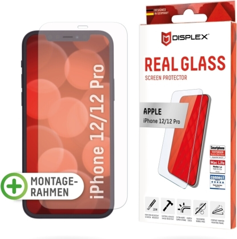 E.V.I. Displex Real Glass - Skjermbeskytter For Mobiltelefon - Herdet Glass - 2D - Glass - For Apple Iphone 12, 12 Pro (01305)