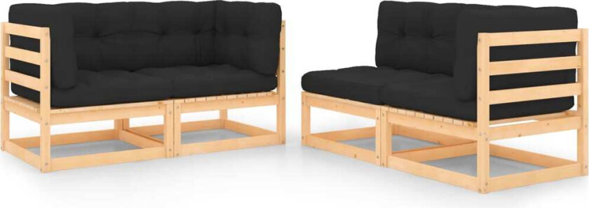 Hagesofagruppe med puter 4 deler heltre furu