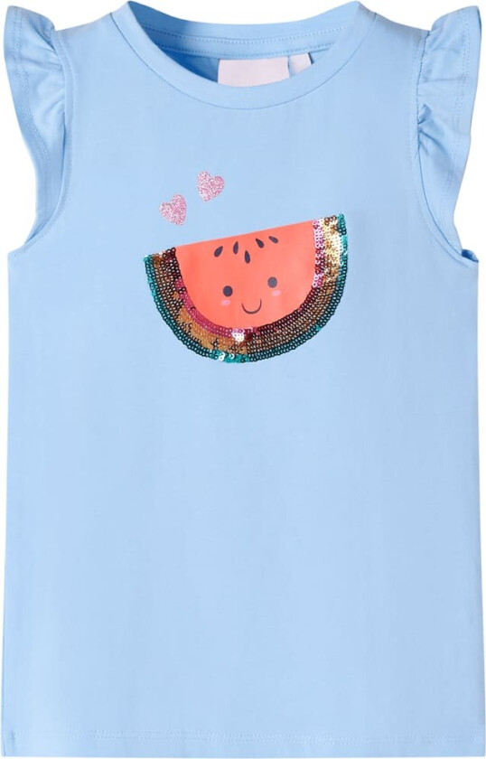 T-skjorte for barn med volangermer lyseblå 116