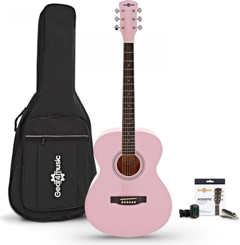 Student Acoustic Guitar & Accessory Pack by Gear4music Pink