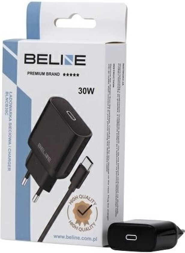 30W Gan Usb-C Vegglader + Usb-C Kabel, Svart