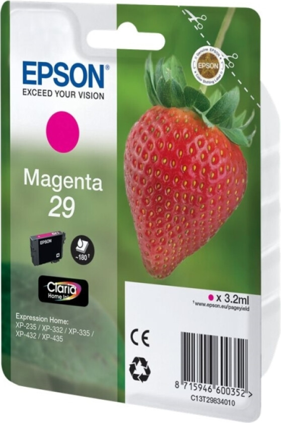 29 - 3.2 Ml - Magenta - Original - Blekkpatron - For Expression Home Xp-235, 245, 247, 332, 335, 342, 345, 432, 435, 442, 445