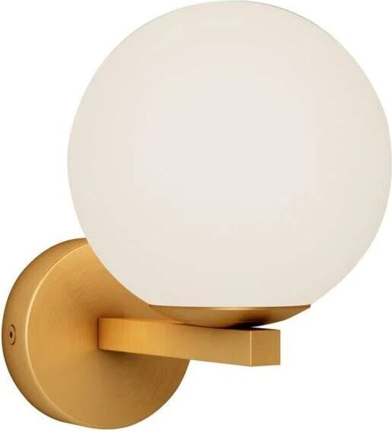 vegglampe Bidolo, messingfarget, glass, 12 cm, IP44