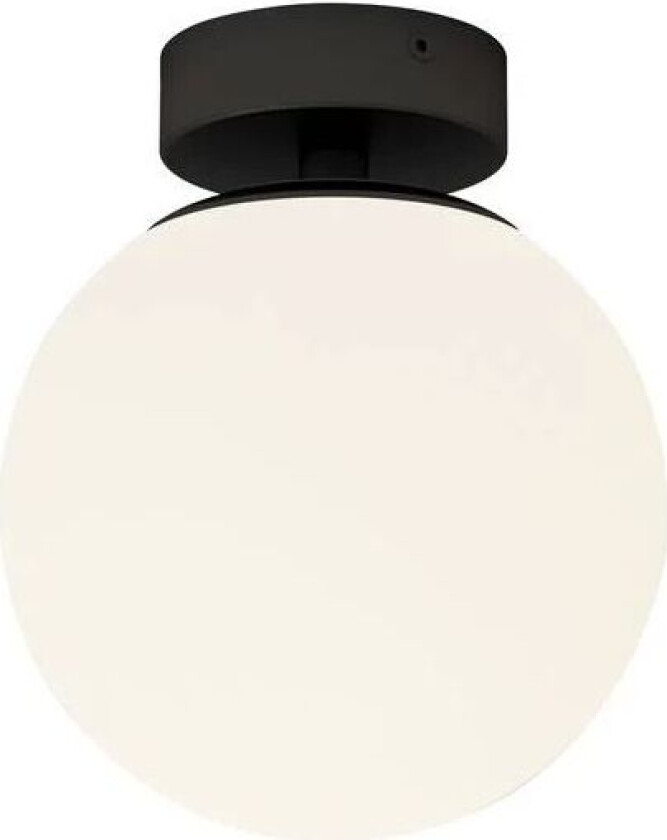 taklampe Bidolo, svart, glass, Ø 15 cm, IP44