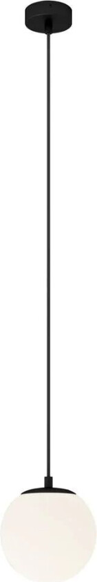 hengelampe Bidolo, svart, glass, Ø 15 cm, IP44