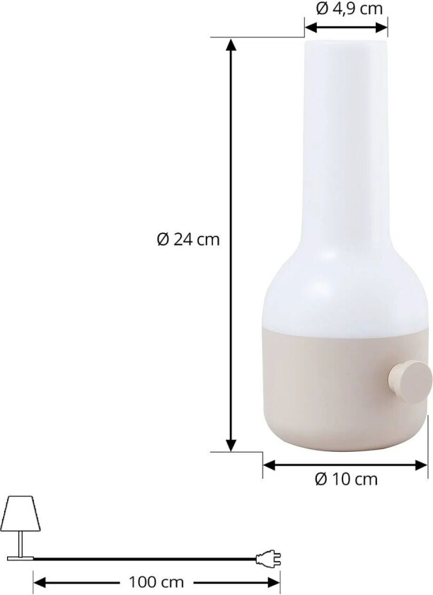 LED oppladbar utendørs bordlampe Isaline, beige, dimbar