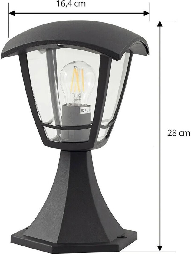 Isidoro sokkellampe, svart, høyde 28 cm, plast