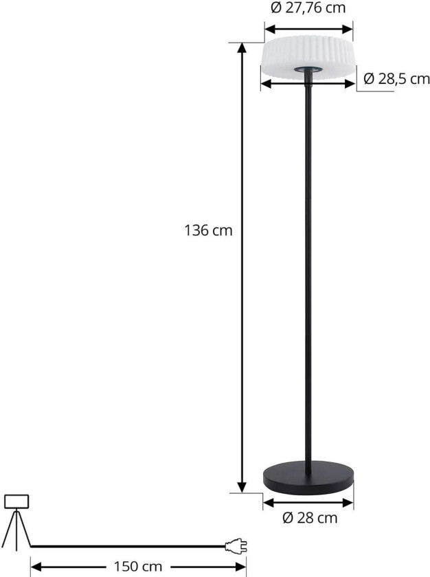 LED-gulvlampe Samine, svart, metall, dimbar