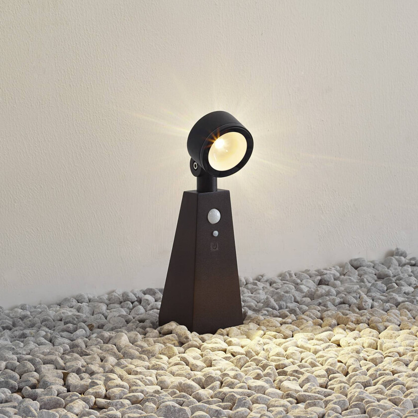 LED-spotlight Raide, svart, aluminium, sensor