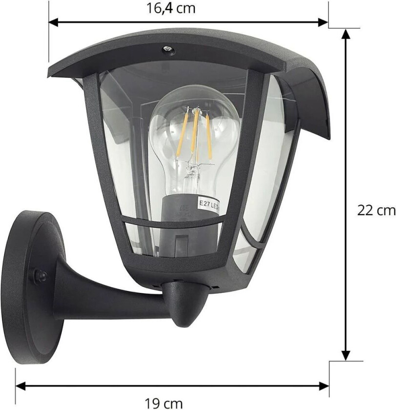 utendørs vegglampe Isidoro, svart, lykt, plast