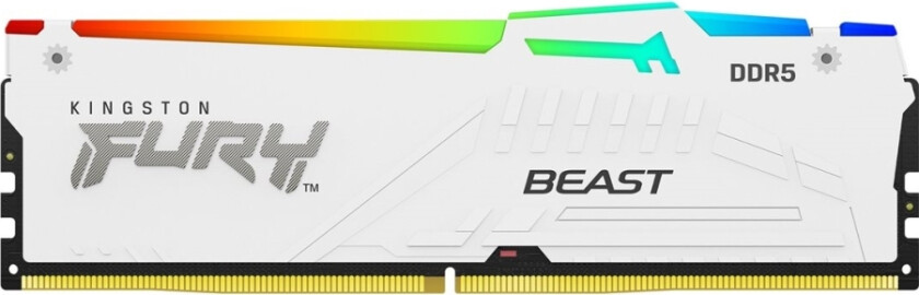 Kingston Fury Beast Rgb - Ddr5 - Modul - 16 Gb - Dimm 288-Pin - 6000 Mhz / Pc5-48000 - Cl36 - 1.35 V - Ikke-Bufret - On-Die Ecc - Hvit