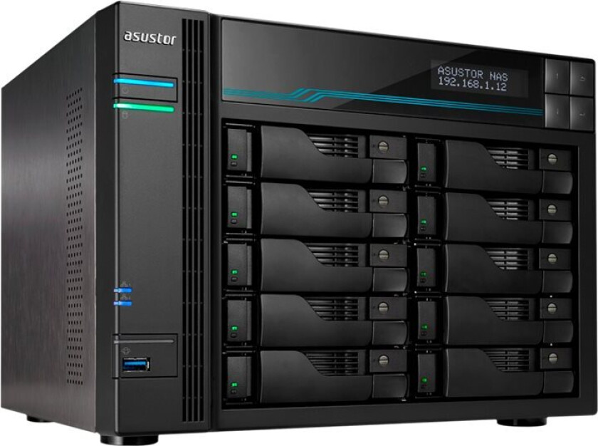 Asustor Lockerstor 10 As6510t - Nas-Server - 10 Brønner - Sata 6Gb/S - Raid Raid 0, 1, 5, 6, 10, Jbod - Ram 8 Gb - 2.5 Gigabit Ethernet / 10 Gigabit