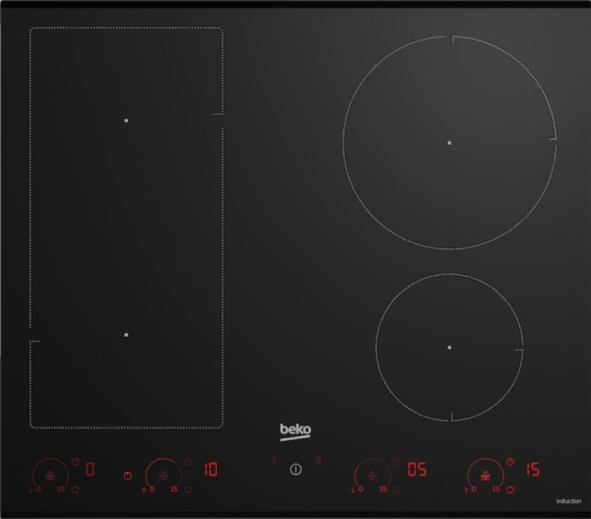 Hii64822uft, Sort, Innebygget, 60 Cm, Sonebasert Induksjon, Glass, 4 Zone(S)