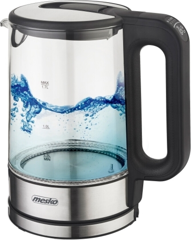 Home Ms 1301B, 1,7 L, 2200 W, Sort, Rustfritt Stål, Gjennomsiktig, Glass, Rustfritt Stål, Justerbar Termostat, Vannivåindikator