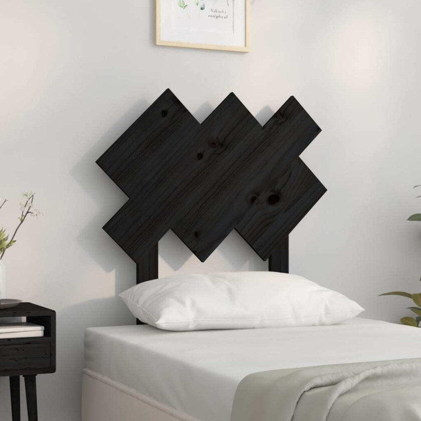 Bilde av Sengegavl svart 72,5x3x81 cm heltre furu