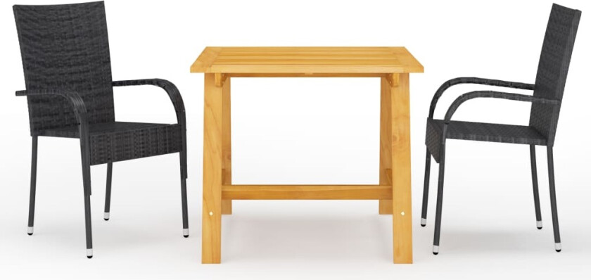 Utendørs spisestue 3 deler svart