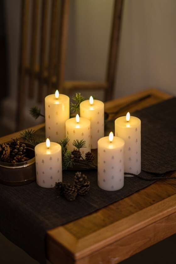 Sirius Sille 3 Pak Rechargeablee Lys M/Silver Treeer H10/12,5/15Cm