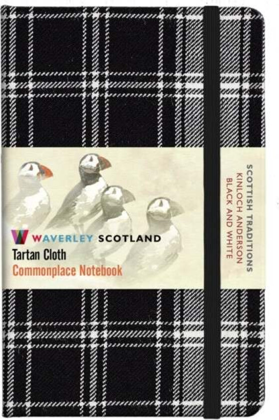Waverley S.T. (M): Black & White Pocket Genuine Tartan Cloth Commonplace Notebook