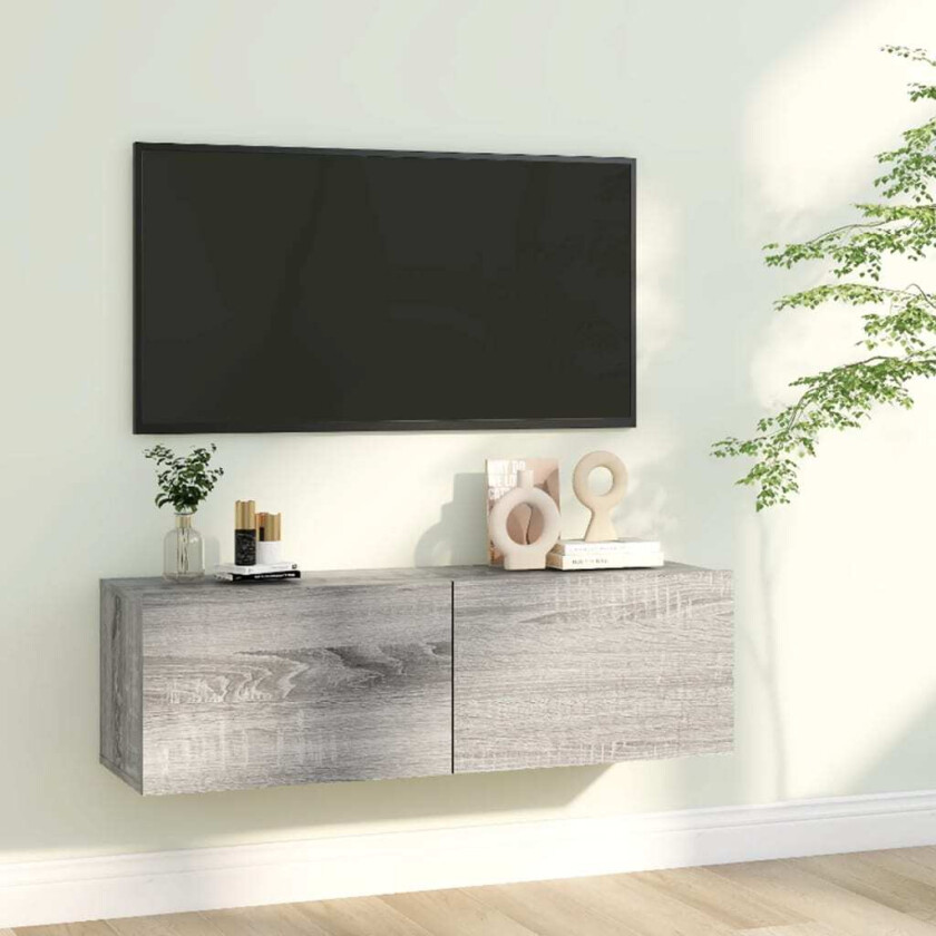 TV-benk grå sonoma eik 100x30x30 cm konstruert tre