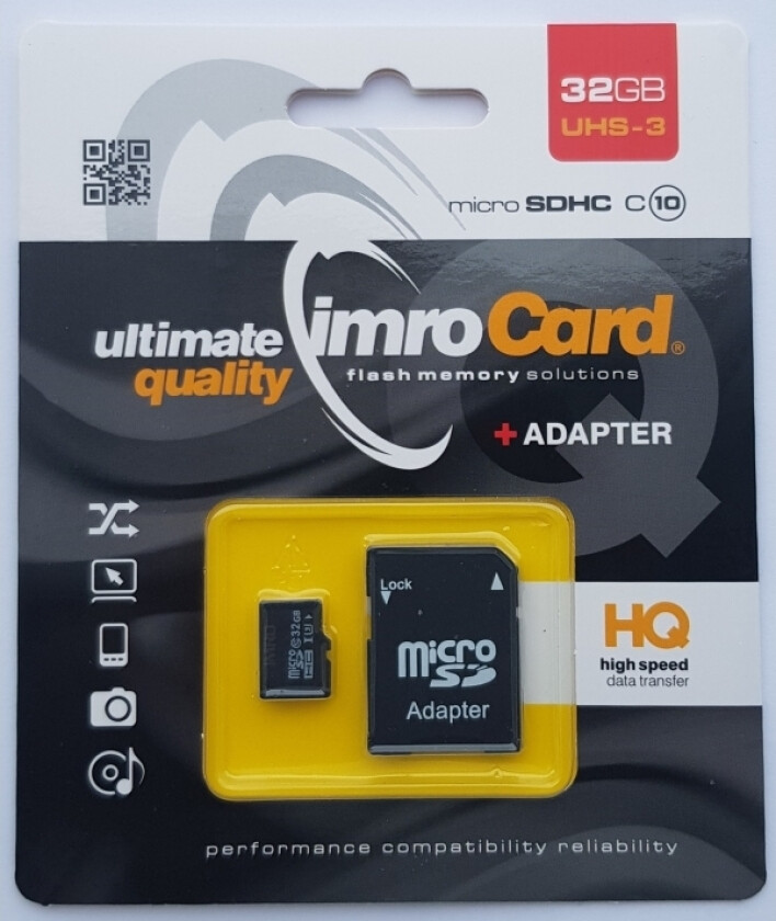 Microsd10/32G Uhs-3 Adp, 32 Gb, Microsdhc, Klasse 10, Uhs-Iii, Class 3 (U3), Svart