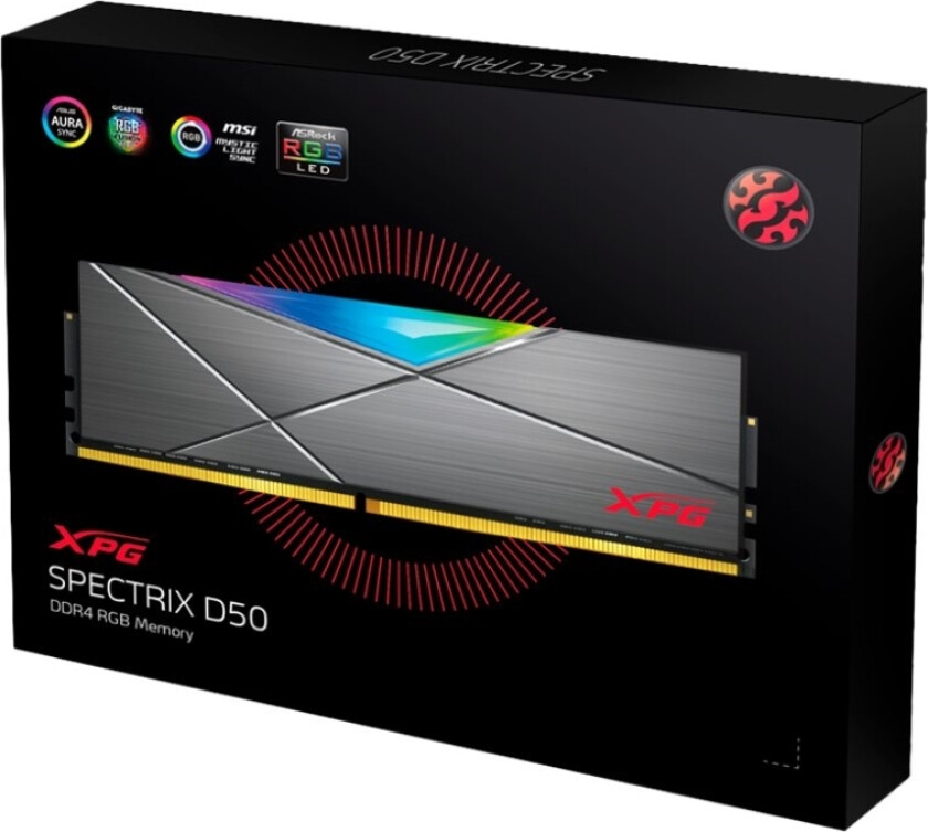 Xpg Spectrix D50 - Ddr4 - Modul - 8 Gb - Dimm 288-Pin - 3200 Mhz / Pc4-25600 - Cl16 - 1.35 V - Ikke-Bufret - Ikke-Ecc - Wolframgrå